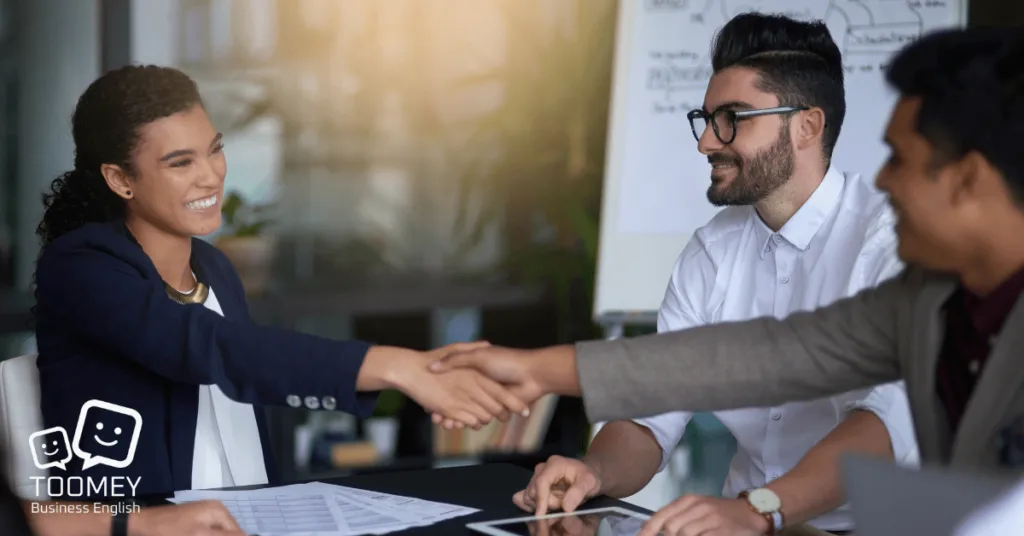 Handshakes with the customer. Toomey Business English.